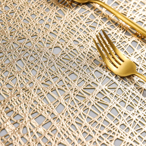White Wave European Light Luxury Octagonal Hollow PVC Dinner Mat Cup Mat Dinner Table Insulation Mat Home Non-slip Western Dinner Mat Plate Mat