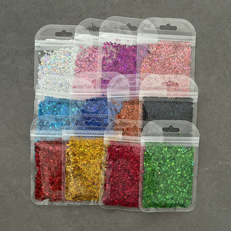 Cross-Border Nail Art Decorations Four-Pointed Star Nail Patches Multi-Color Laser Sequins 5g Bagged Cross Star Glitter