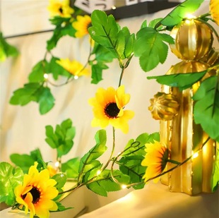 led sunflower copper wire rattan light string indoor battery box decorative flower rattan lamp outdoor courtyard solar light string