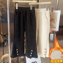 女童加绒裤子秋冬新款儿童灯芯绒裤宝宝加厚运动裤休闲保暖喇叭裤