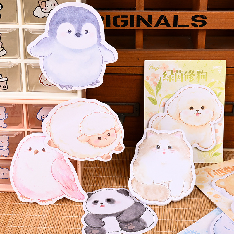 中国風のかわいいペット、かわいい漫画の動物、小中学生向けの特殊な形の付箋、ポータブルメモ帳、メッセージステッカー|undefined