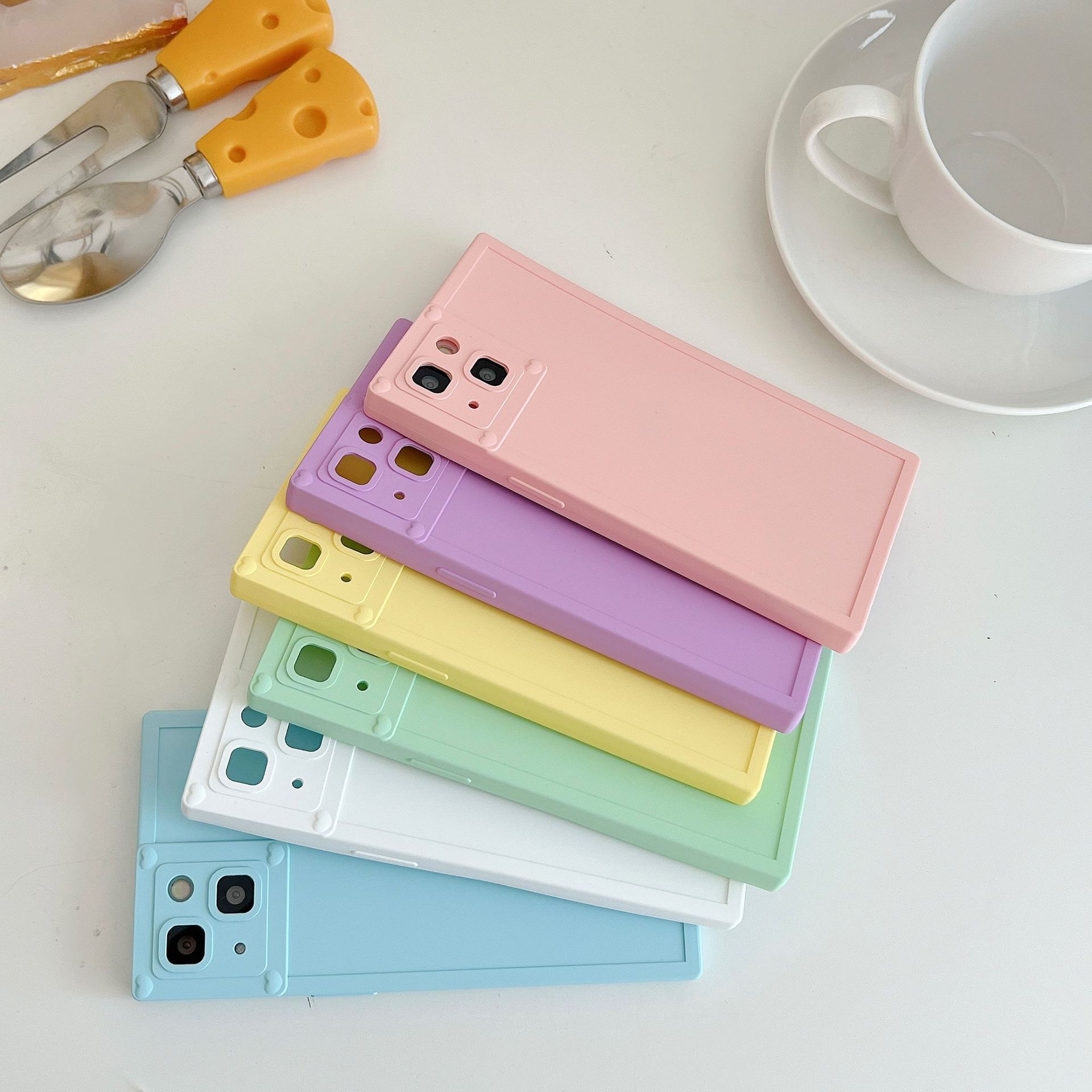 Title 10, Sade Düz Renkli Kare Telefon Kılıfı Yeni Niş Te...