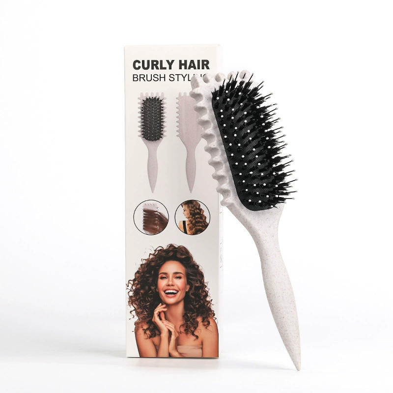 Massage Bounce Curl Comb, Wheat Straw Paddle Brush, Detangling & Styling, Multi-color