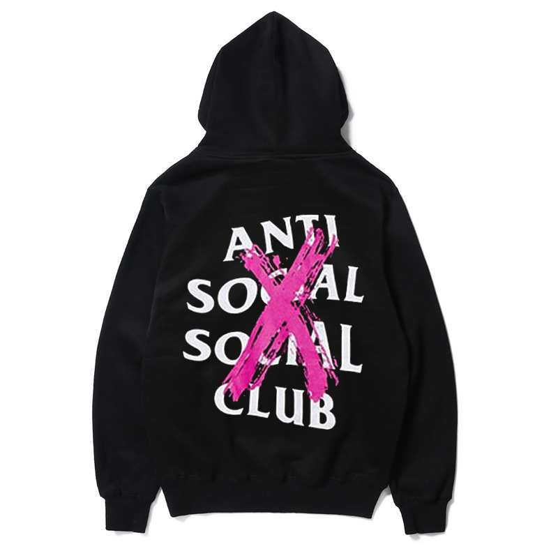 New ASSC ANTI SOCIAL CLUB hooded sweater voided fork powder plus velvet loose pullover coat New ASSC ANTI SOCIAL CLUB hooded sweater voided fork powder plus velvet loose pullover coat