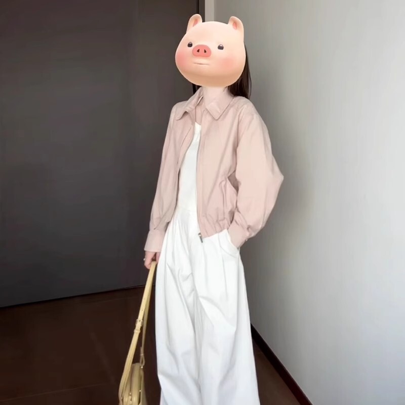 2025新款小个子香风粉色夹克外套初秋季女装高级感棒球服短款上衣|undefined