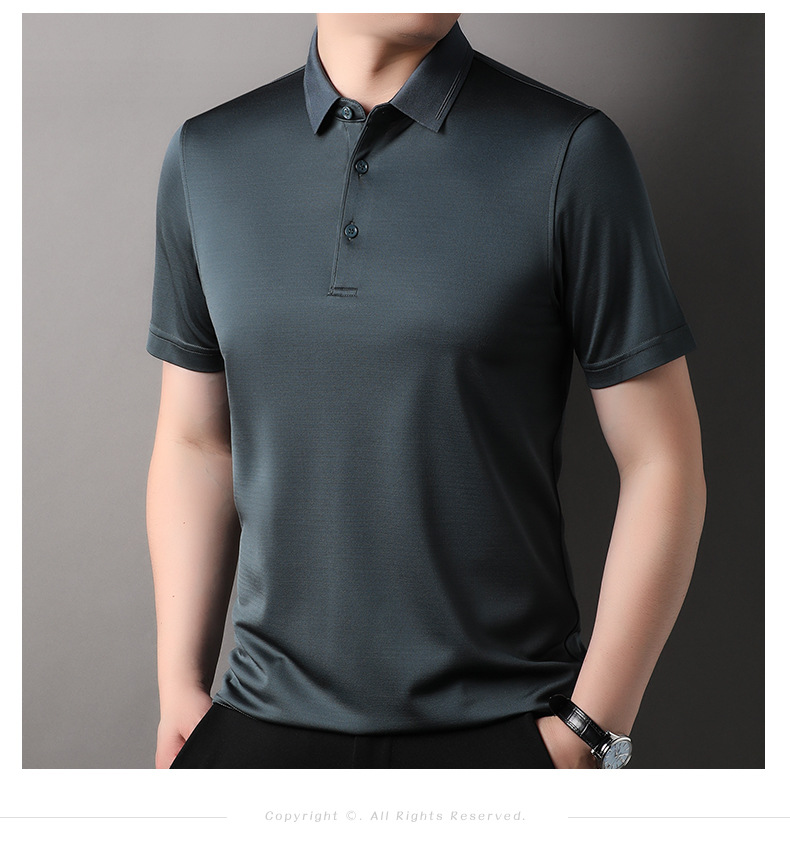 Áo polo nam tay ngắn lụa tơ tằm cổ bẻ phong cách thời trang mùa hè — Cà phê 85088 chi tiết 10