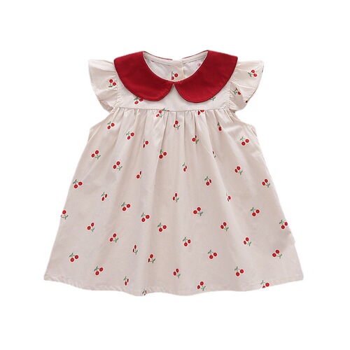 Girls Dress  Summer Children's Summer Style Doll Collar Cotton Small Fresh Baby Baby Dress