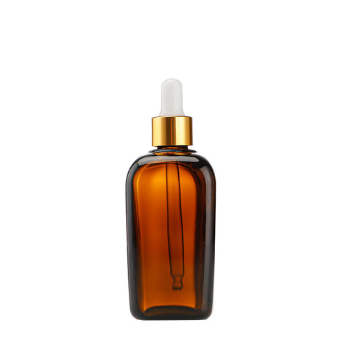 Brown essential oil bottle, square perfume bottle, cosmetic packaging bottle, brown spray lotion press glass bottle