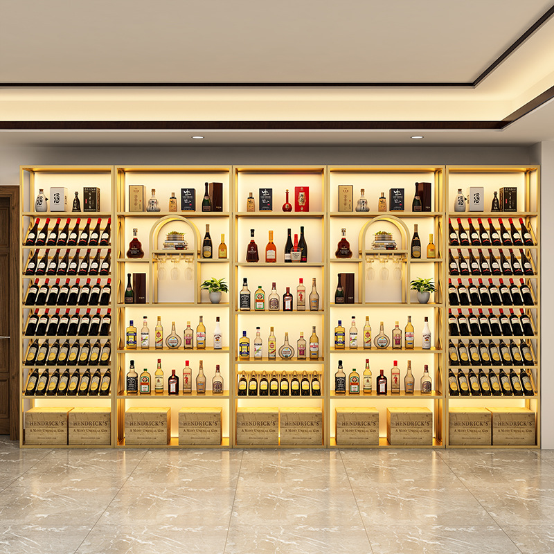 Red wine shelf display rack red wine cabinet commercial floor-to-floor white wine display rack winery wine display cabinet