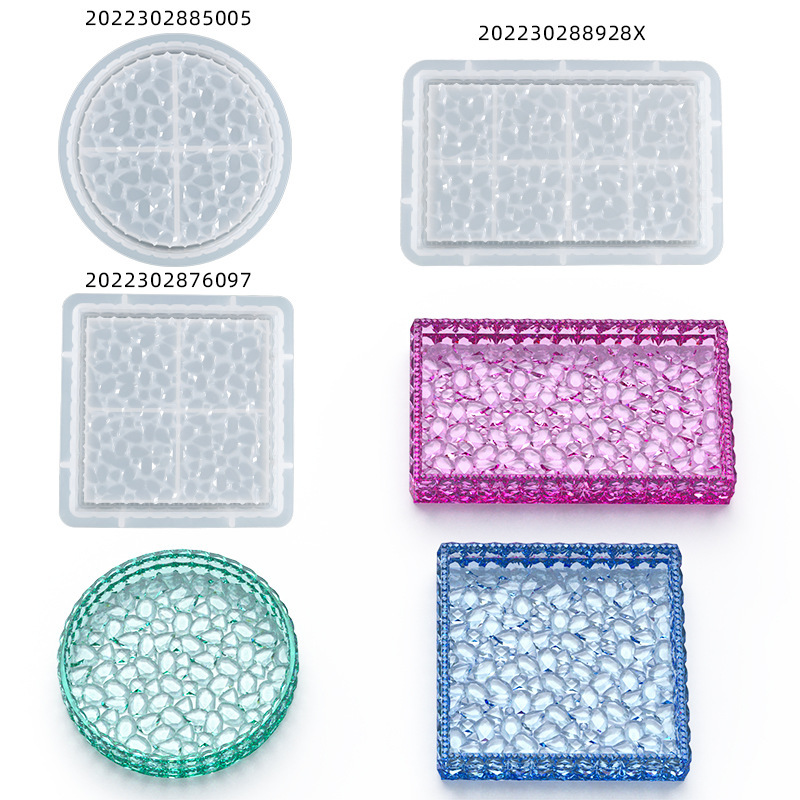 Jiaxian diy crystal drop gel aromatherapy gypsum grinding tool round rectangular diamond pattern storage box silicone mold