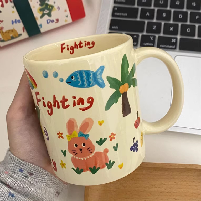 Graffiti adorable taza de cerámica taza de café de gran capacidad taza de agua de alta calidad regalo de amiga