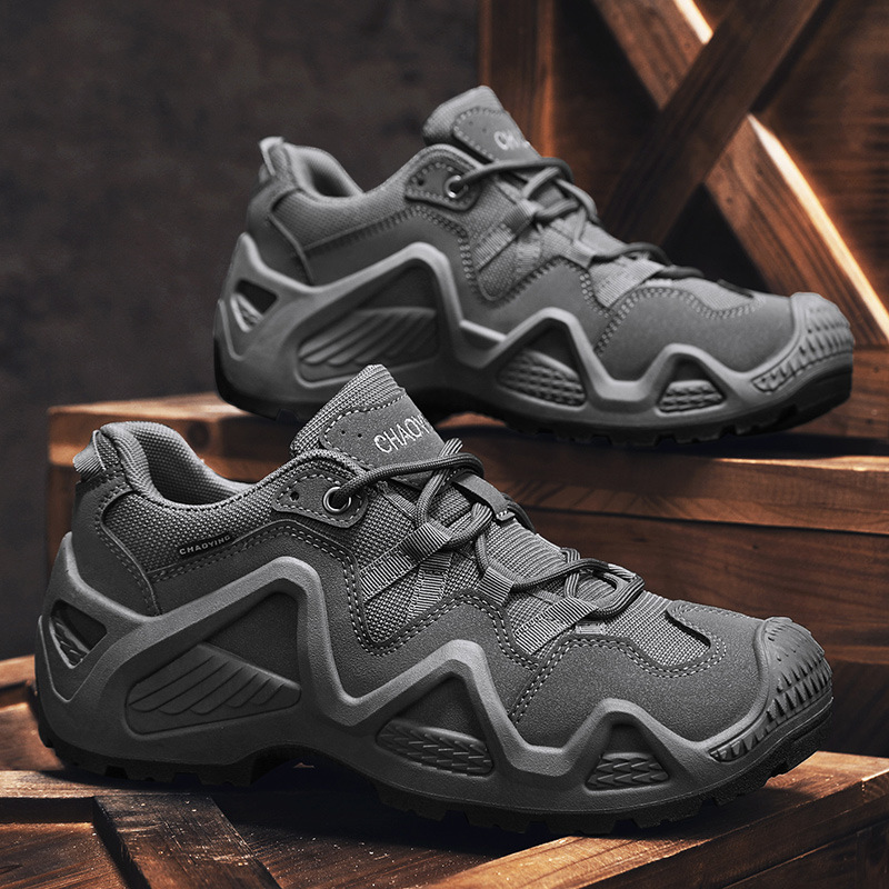 Bottes Martin basses pour hommes, idéales pour l'automne, les sports de plein air, les voyages et la randonnée. Semelles épaisses antidérapantes. Chaussures de travail à semelles épaisses._voghion.com