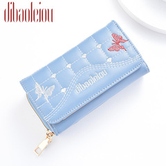 Women's mid-length embroidered coin purse ins niche design cute girly purse women's high-end clutch bag