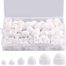 跨境货源145/160pcs白色橡胶六角螺母盖盒装保护帽M4-M12螺栓盖帽