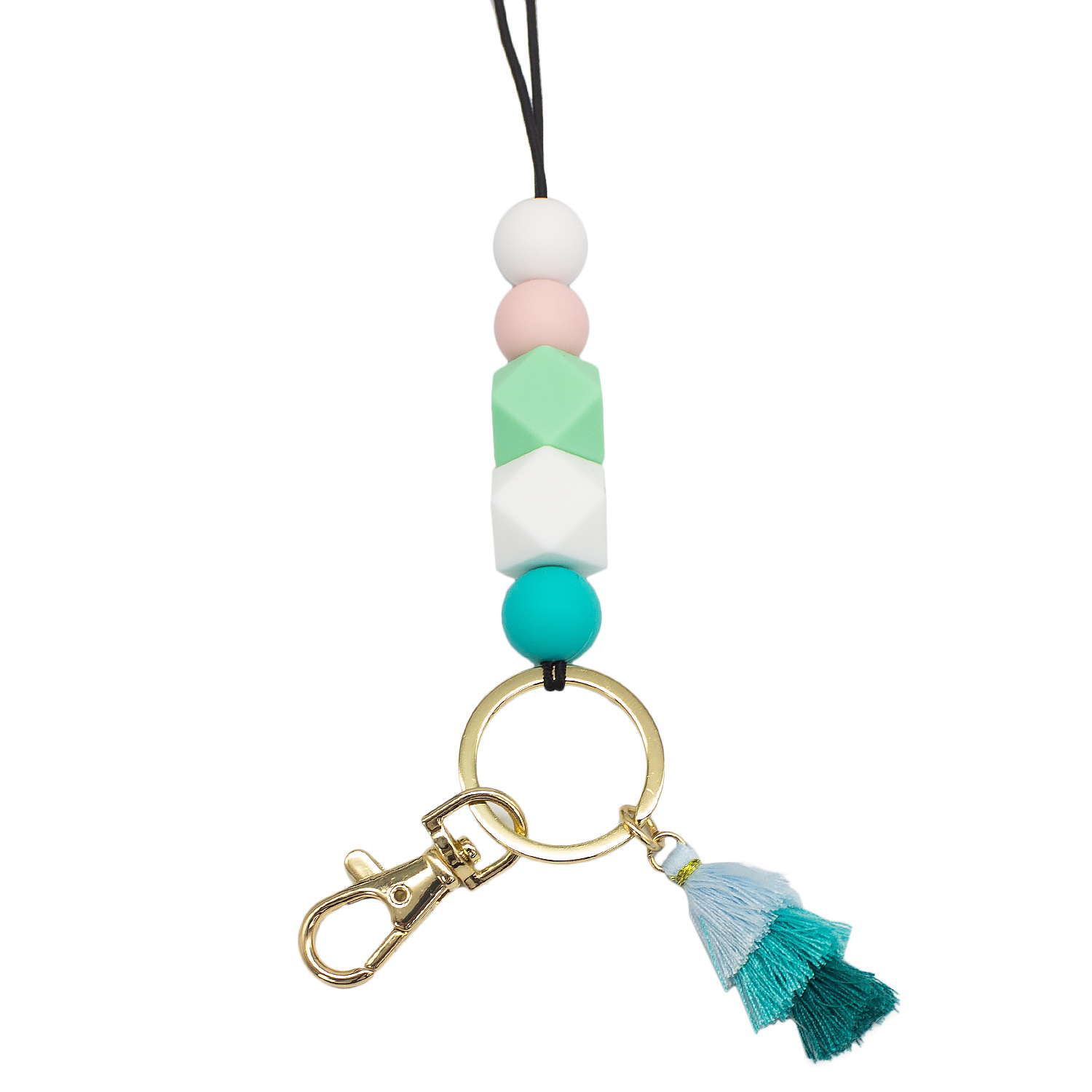 Cordón de cuentas de silicona de dibujos animados collar de goma suave Estudiante Adulto fiesta universal colgante borla cordón llavero