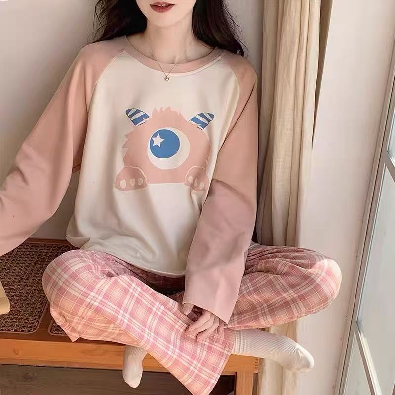 2025 nuevo pijama de mujer de lana primavera y otoño de manga larga onda punto oso invierno engrosado conjunto de lana ropa para el hogar