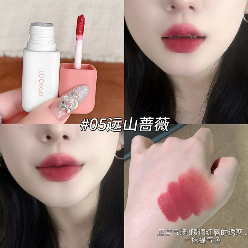 LUCKGO Candy Story Lippaste suave glutinoso terciopelo niebla mate diaria baja saturación maquillaje transfronterizo para estudiantes