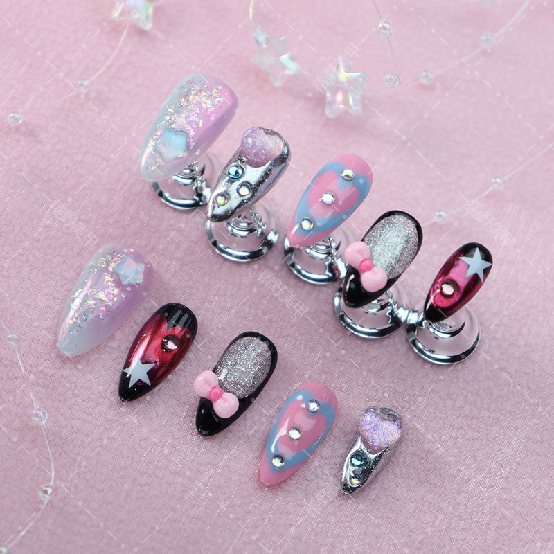 Wholesale Handmade Nails, European and American Y2K Millennium Style, Heart, Butterfly, Star, Sparkling, Sweet and Cool Style Fake Nails