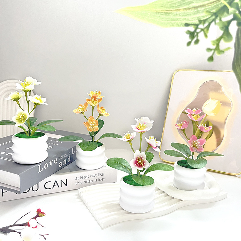 Artificial Flower Mini Potted 5 Flowers Home Courtyard Outdoor Artificial Flower Potted Living Room Desktop Artificial Flower Small Ornaments