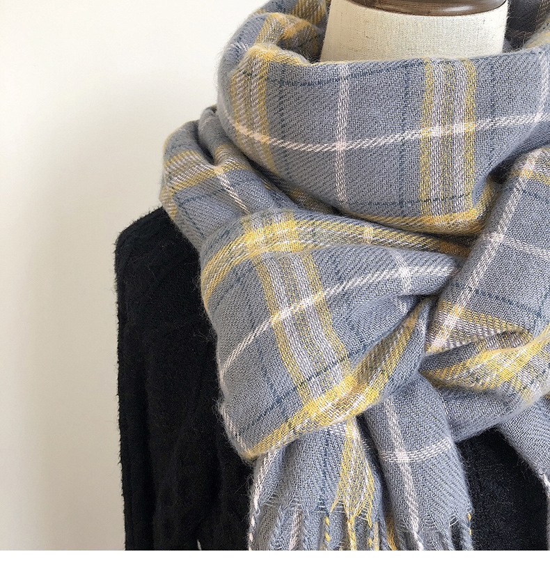 Women's Vintage Style Plaid Imitation Cashmere Scarf display picture 3