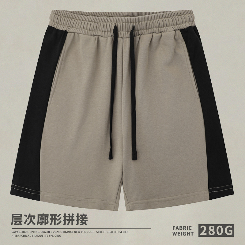 American Retro Contrast Color Casual Basketball Shorts Men's Summer Loose Sports Five-point Pants Straight-leg Mid-pants