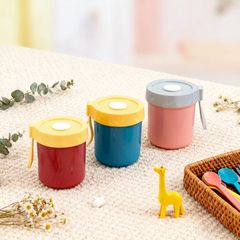 スプーン付きポータブルスープカップ、密封カップ、学生オフィスワーカーの朝食カップ、プラスチック製のポータブル朝食カップ、漏れ防止