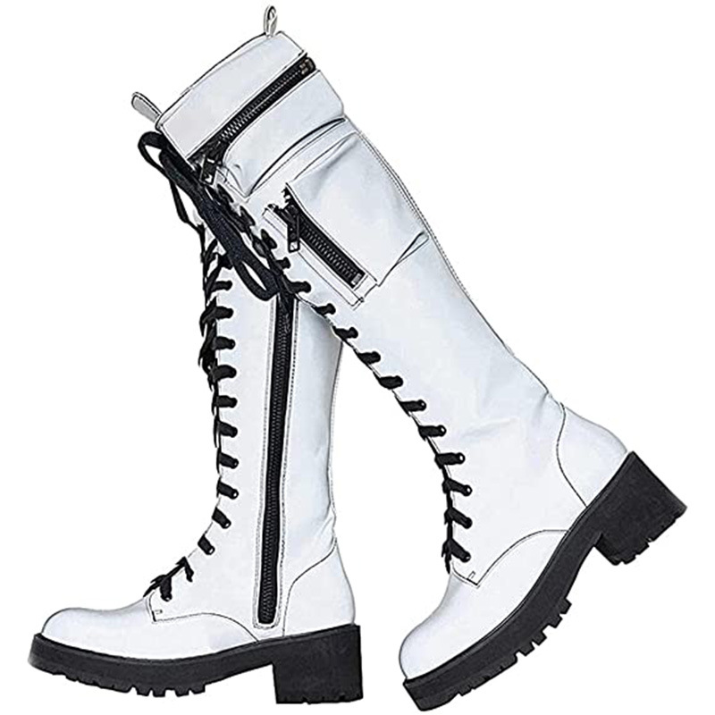 Women's Shoes fashionable low heeled mid tube boots with side zipper bags large size long boots_voghion.com