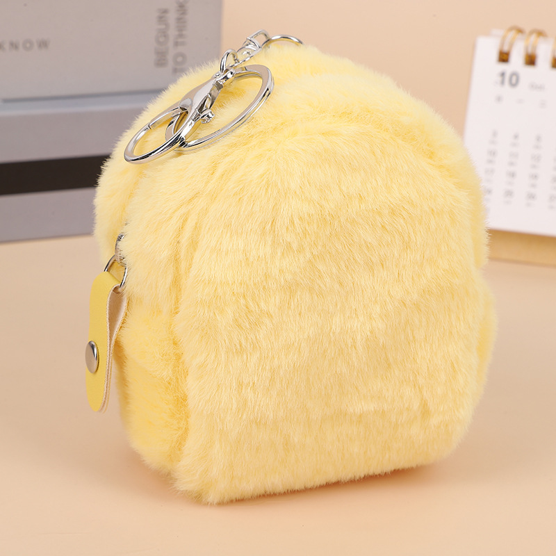 Simple Style Solid Color Plush Women's Bag Pendant Keychain display picture 3