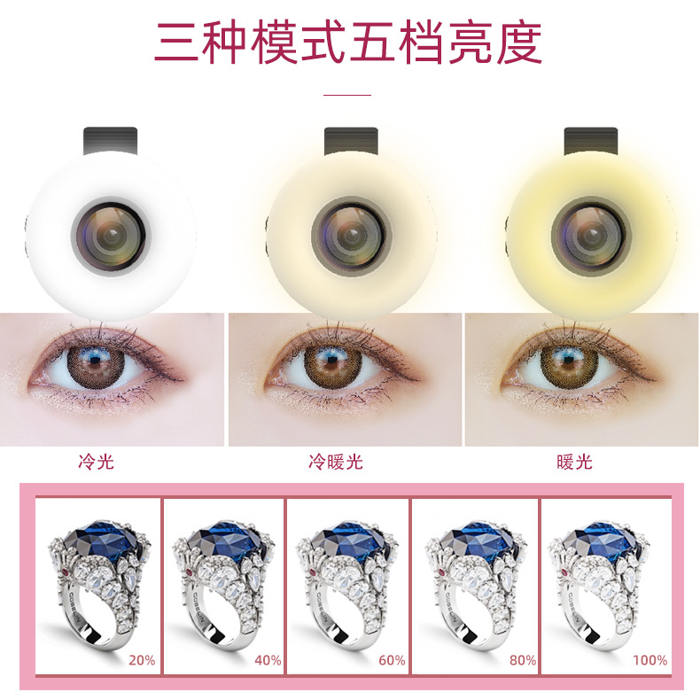 LQ-191 New Upgrade Macro Ring Light 15X False Eyelash False Nails Jewelry Close-up Photography Phone Lens Light