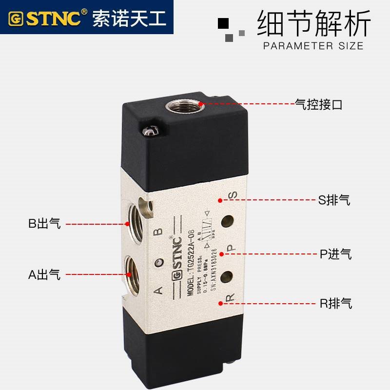 STNC索诺气控阀TG2521A-08二位五通单气控双头气控阀4A210-08