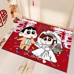 クレヨンしんちゃん玄関フロアマット漫画結婚式お祝いフットマットクリスタルベルベット汚れ防止除塵玄関通路フットマット