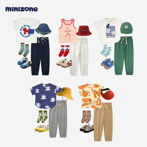 Minizone Children's Cotton Mosquito-Proof Pants for Boys and Girls, Sports and Casual Pants, Loose Long Pants, European and American Style