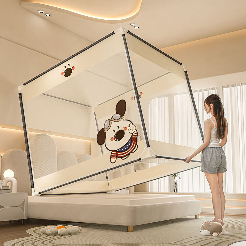 ♔ Anti-Fall Mosquito Net for Bed, Cartoon Style, Class A, New Model for Children's Home Use, Bedroom Baby Yurt, Anti-Fall Bed Net with Reinforced Support