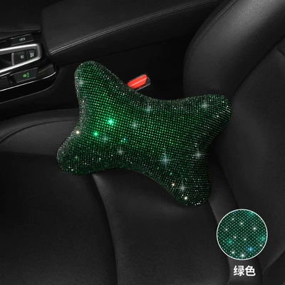 Bone Hot Rhinestone Neck Pillow: Headrest - green-diamond-star-fashion-headrest-a