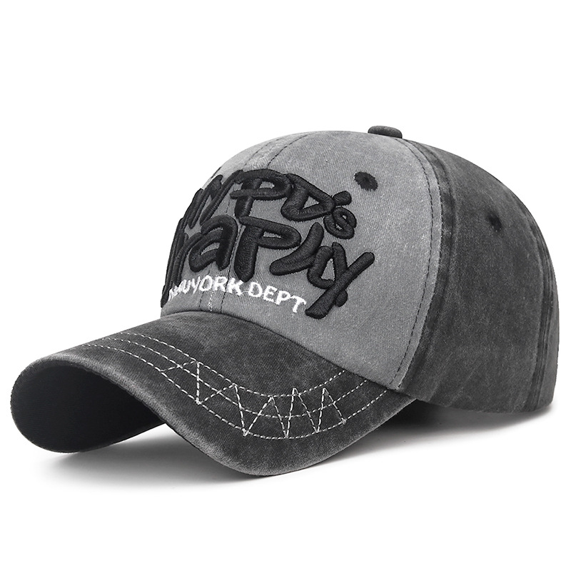 Nuevo estilo coreano lavado tridimensional bordado carta gorra de béisbol hombres y mujeres jóvenes angustiado sol sombrero transfronterizo en stock