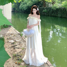 法式抹胸连衣裙休闲温柔风2025年夏季新款裙子中长款