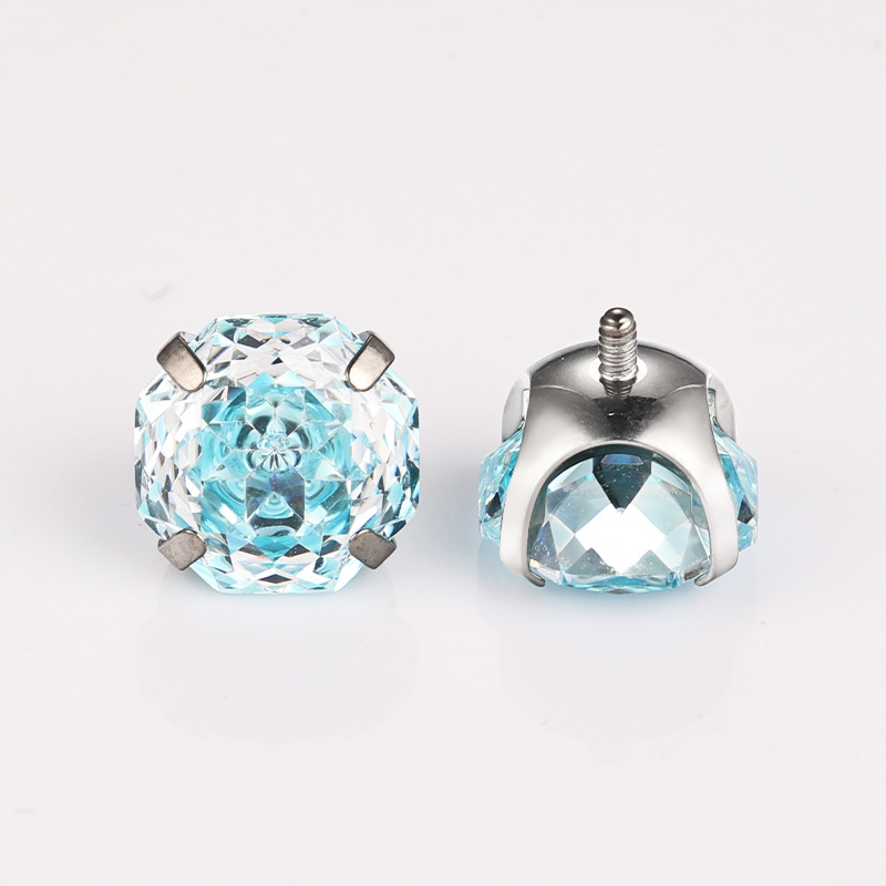 Zesen F136 Titanium Earrings Eight-sided Heart-cut Rose Cut Bowl-holder Round Bottom Earrings G23 Titanium Piercing Jewelry detail image 16