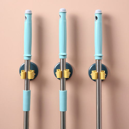 Wall-mounted mop clip, strong, traceless, punch-free hanger, broom mop rack, household umbrella hook storage