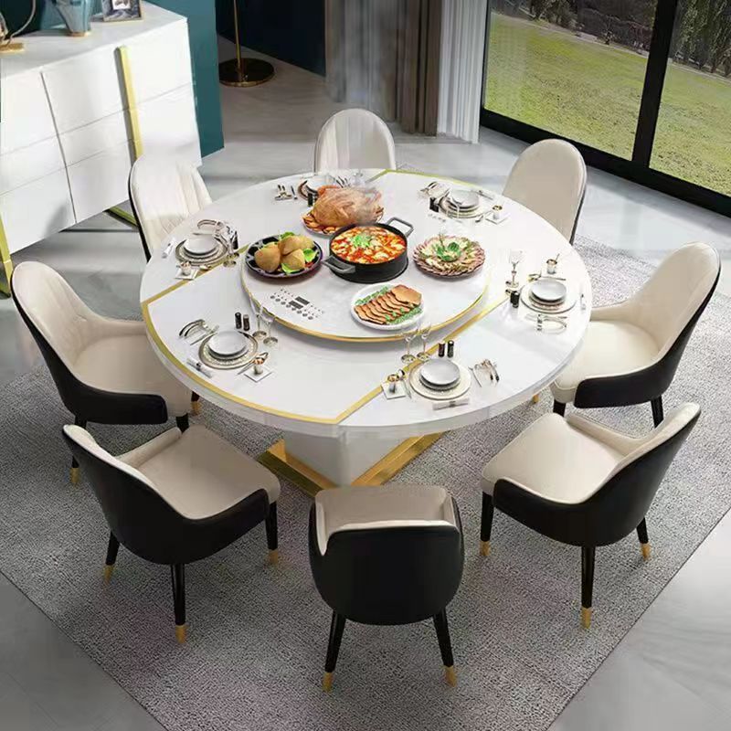 电磁炉保温多功能智能饭桌小户型餐桌家用轻奢餐桌椅组合伸缩折叠