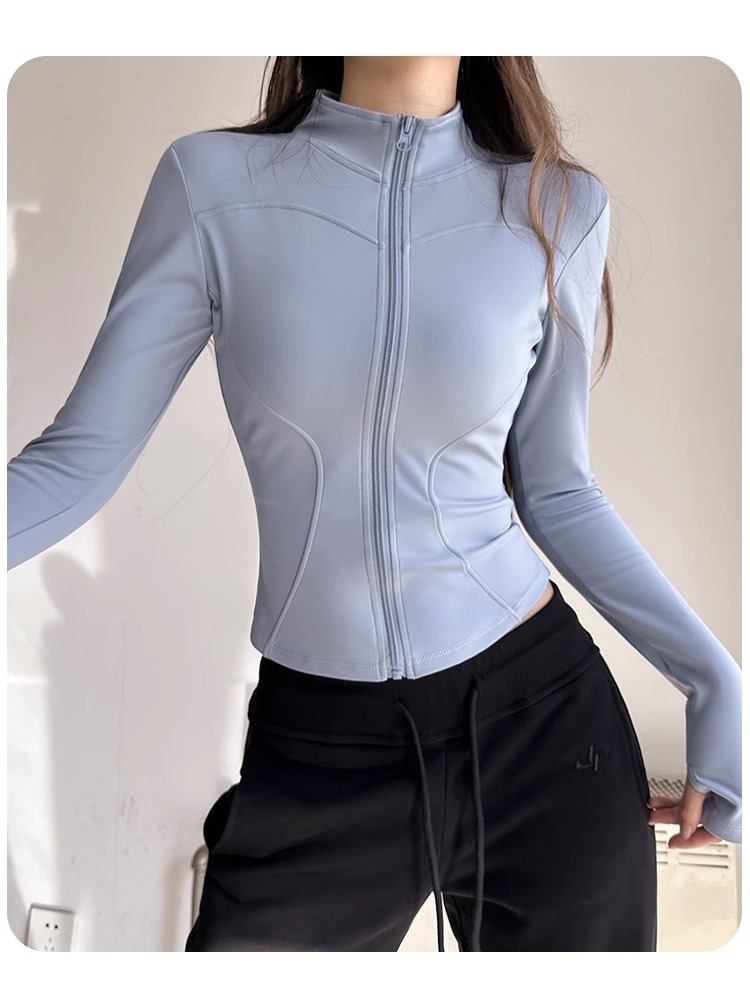 Fleece Quick-Drying Yoga Jacket Pilates Fitness Skinny Top Fitness Suit Women_desvips.com