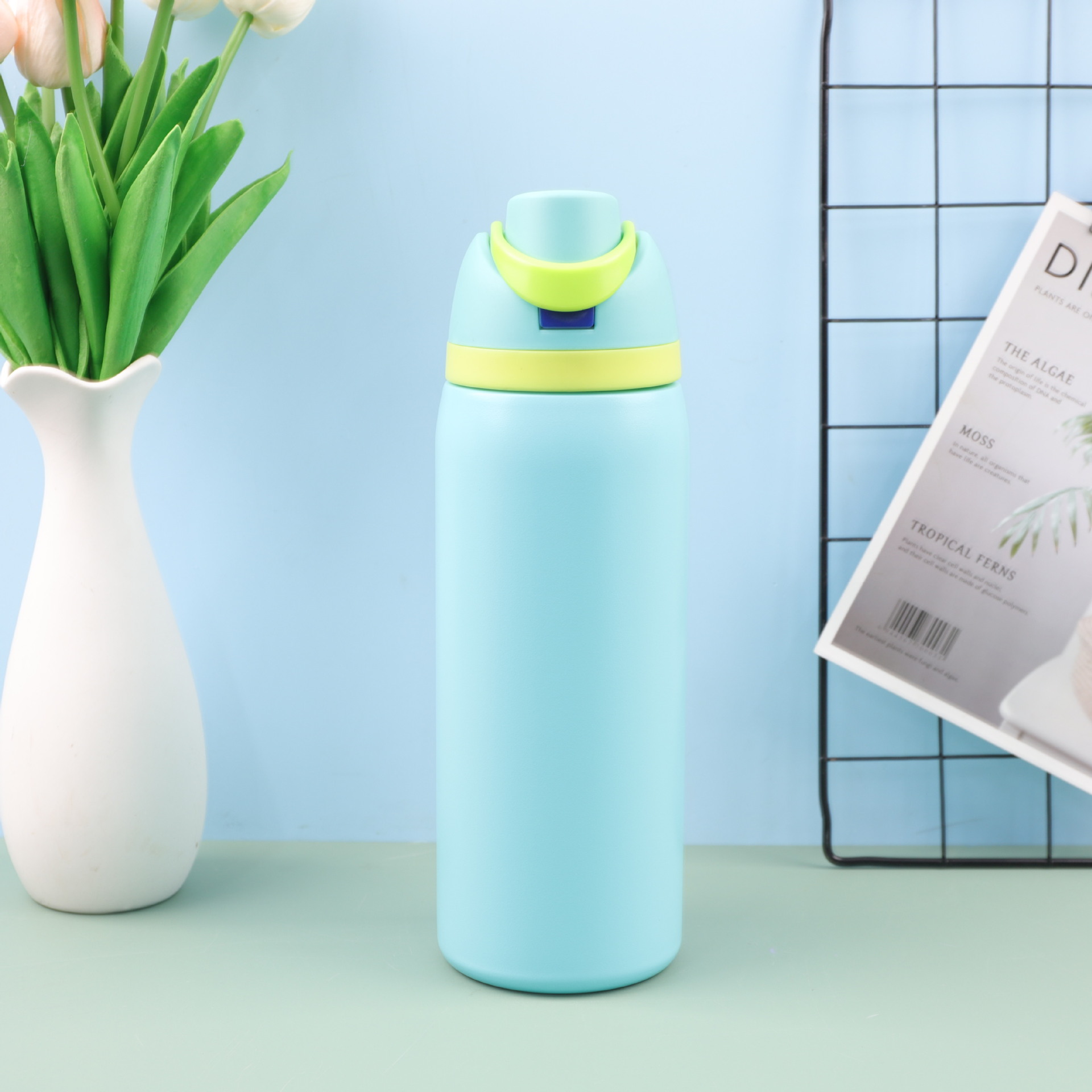 Cross-border 304 taza de acero inoxidable con taza de fruta portátil rebote de gran capacidad portátil doble bebida kettle deportivo