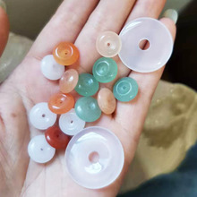 平安扣12mm金丝玉新疆白玉东陵玉26mm玉髓算盘珠隔珠diy配件饰品