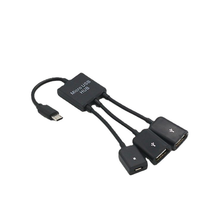 安卓手机 Micro USB otg HUB集线器一分三OTG HUB带供电一拖三OTG