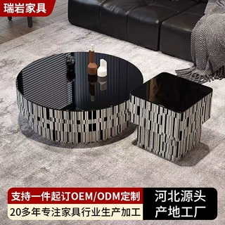 2025新款家用客厅现代简约轻奢时尚感小户型储物茶几人造板玻璃
