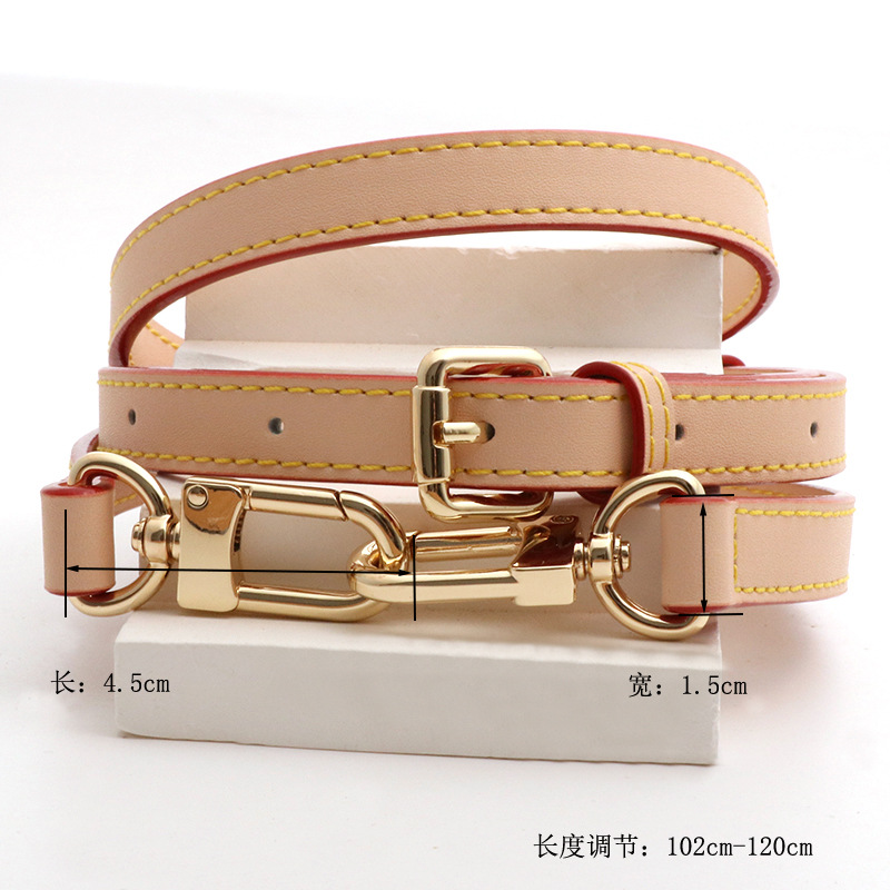 Premium cowhide white leather color 1.5cm shoulder strap gold buckle