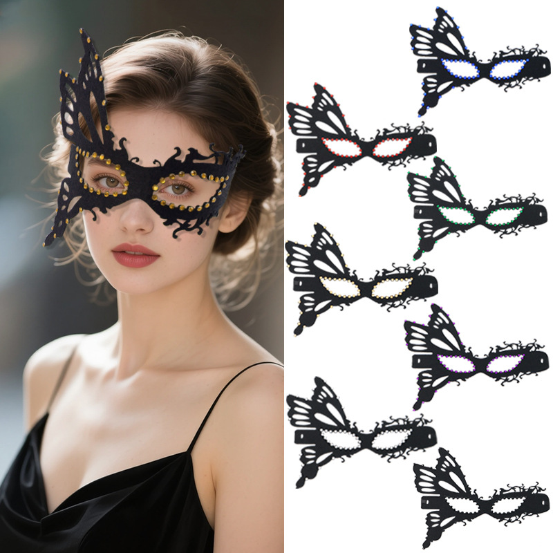 Halloween mitad cara adulto máscara de mariposa de diamante collar de diamante fiesta anual venecia máscaras de baile