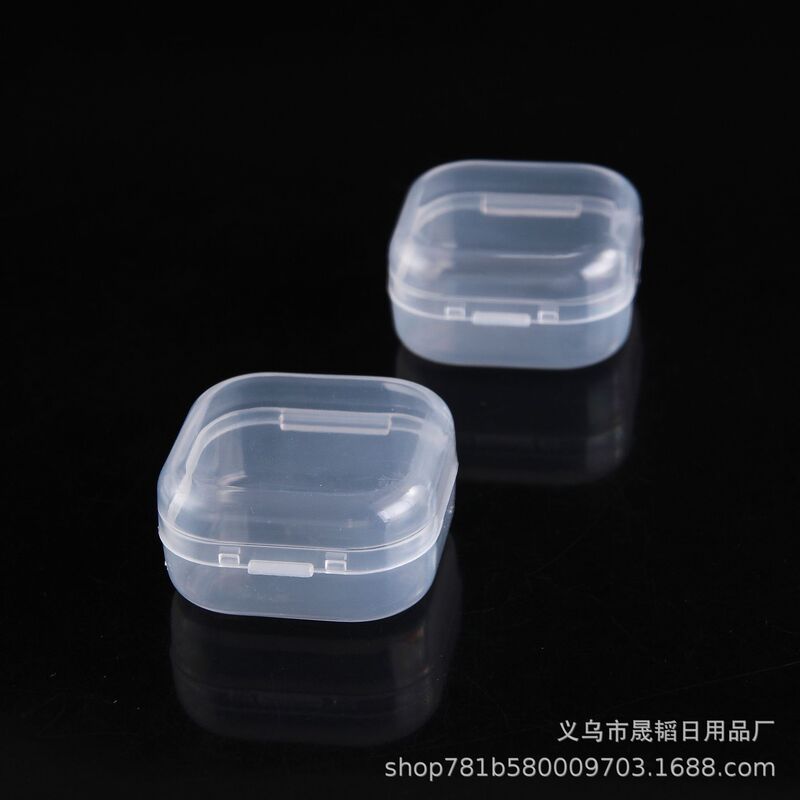 Square Transparent Plastic Earplugs Mini Pp Square Box with Lid Storage Jewelry Fish Hook Components Portable Storage Box
