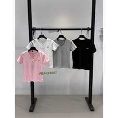 新しい aloV ネック高周波半袖 T シャツ女性の夏スリムフィット多用途トップ