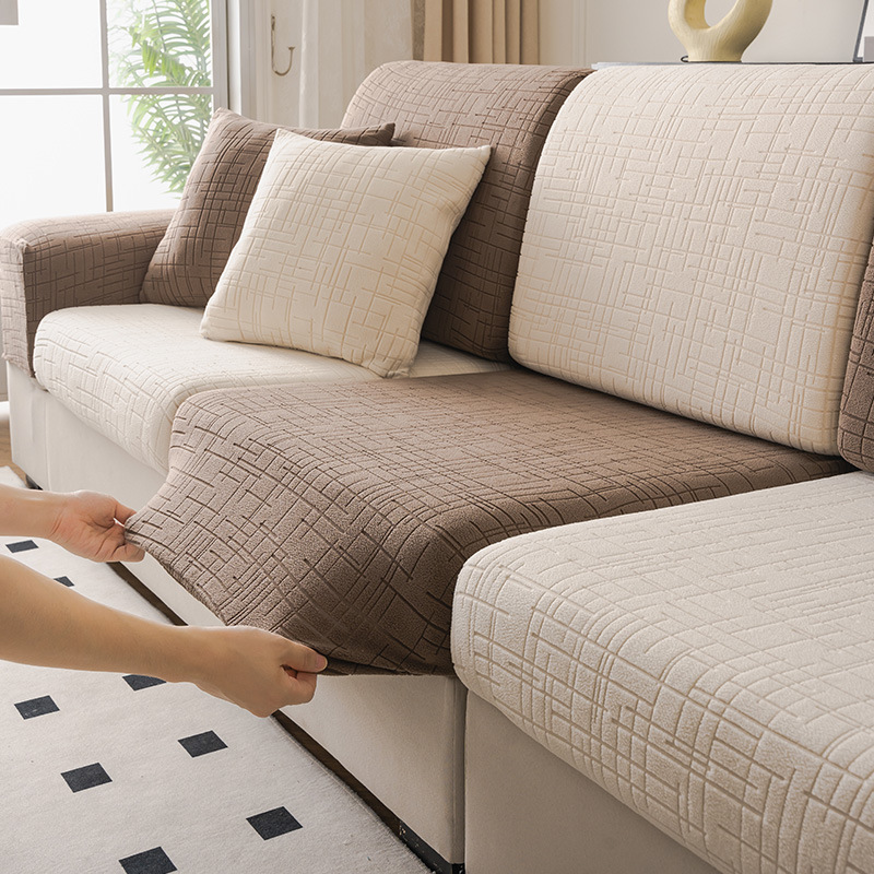 2025 New Jacquard Velvet Stretch Sofa Cover, Full Coverage Universal Cover, No Need to Measure, Universal Fit