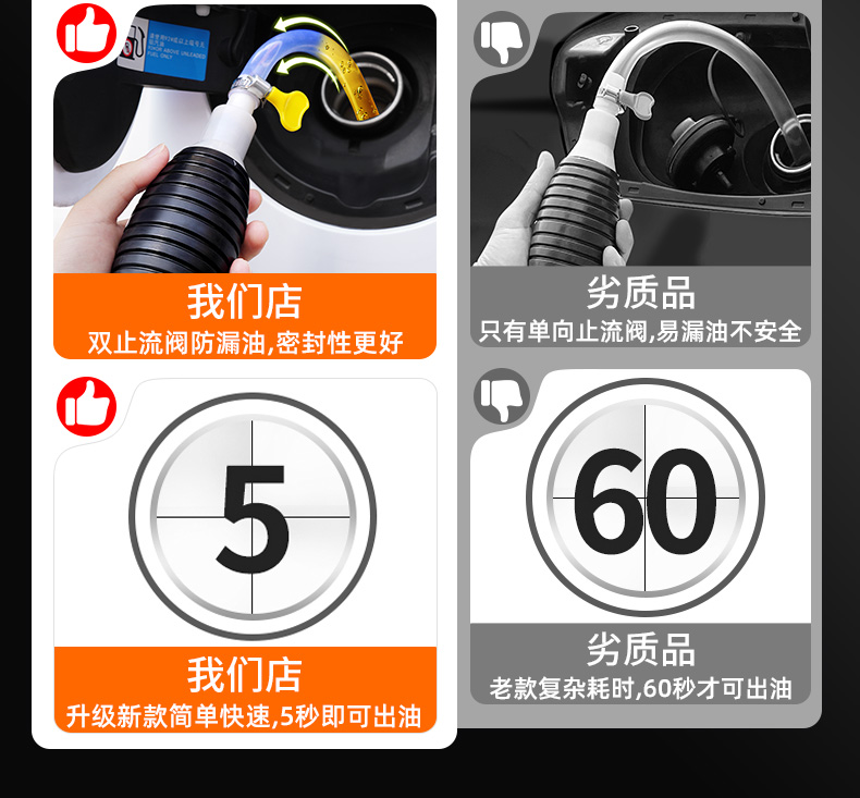 Manual oil extractor for cars, fuel tank suction pipe, self-priming gasoline pump, oil extractor for home use